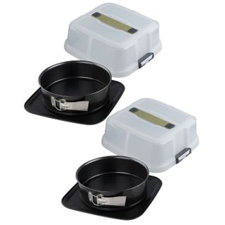 Ensemble De 2 Moules à Charnière Rond 23 Cm Avec Couvercle De Transport