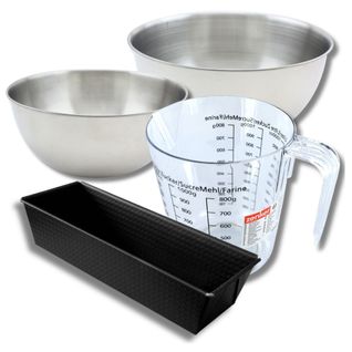 Set Pâtisserie Avec Moule à Cake 25,5 Cm, 2 Bols à Mixer, Verre Mesureur Et Spatule Zenker