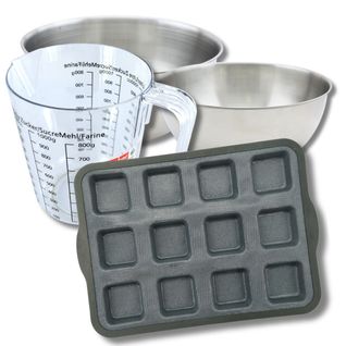 Set Pâtisserie Avec Moule à 12 Brownies, 2 Bols à Mixer, Verre Mesureur Et Spatule Zenker