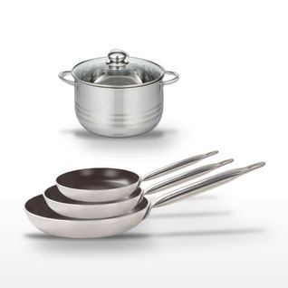 Lot De 3 Poêles 24/28/32 Cm Elo Bistro Line Et Faitout Haut 24 Cm Elo