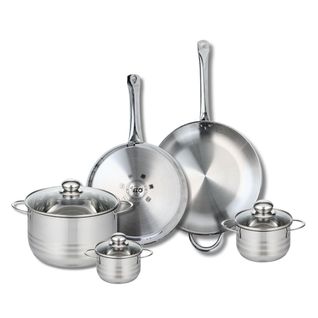 Ensemble De 2 Poêles De Cuisson 28 Et 32 Cm Et 3 Faitouts 12, 14 Et 24 Cm Profi Brillant