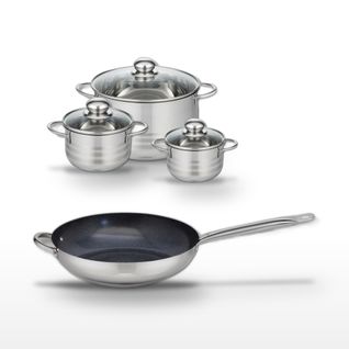 Lot Poêle Céramique 32cm et 3 Faitouts Elo Profi Therm Platinum