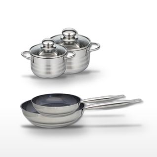 Lot De 2 Poêles 24/28cm Et 2 Faitouts 14/16cm Elo Profi Therm Platinum