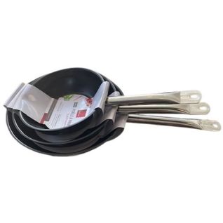 Lot De 3 Poeles - Gastronomie - 20 / 24 / 28 Cm - Acier Inoxydable