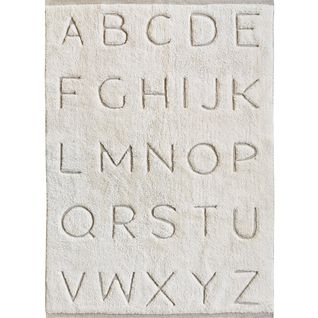 Tapis De Salon Enfants Lavable En Coton Motif Alphabet Relief Naturel 100x150