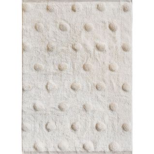 Tapis De Salon Enfants Lavable En Coton à Pois Écru 100x150