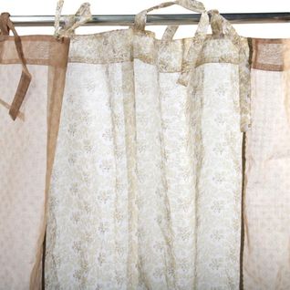 Voilage 100% Coton à Nouettes Motifs Floraux Beige 110x250 - Fairy