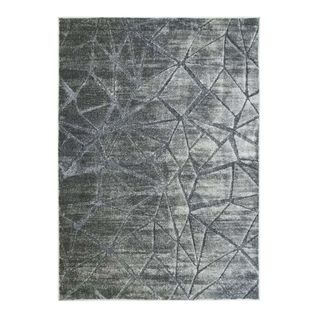 Tapis Salon Avec Relief Motif Triangles Gris 140x200