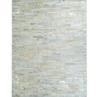 Tapis Salon En Cuir Naturel Recyclé Gris Argent 160x230