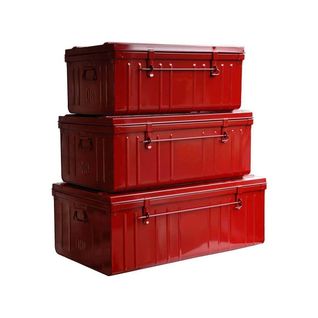 Cantine De Rangement Premium En Acier Rouge Lot De 3 : 95, 130 Et 175 Litres