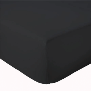 Drap Housse Coton Bonnet 23 Cm Fabriqué En France - 180x190 Cm - Noir