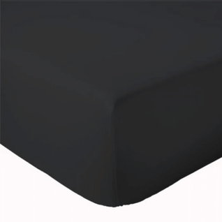 Drap Housse Uni Bonnet 30 Cm 100% Coton - 160x190 Cm - Noir
