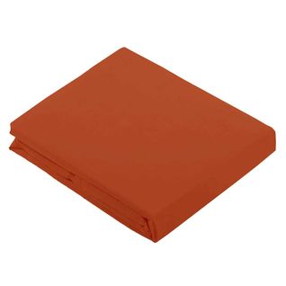 Drap Plat Uni En 100 % Coton - 240x310 Cm - Orange Corail