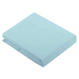 Drap Plat Uni En 100 % Coton - 240x310 Cm - Bleu Ciel