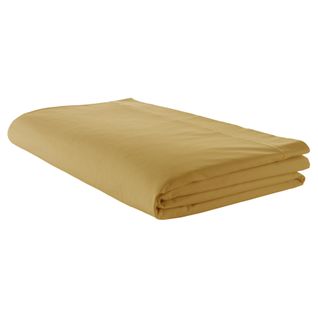 Drap Plat Piqué Uni En Percale De Coton - 180x290 Cm - Ambre