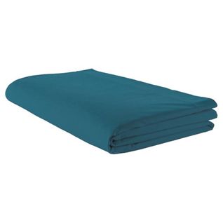 Drap Plat Piqué Uni En Percale De Coton - 280x325 Cm - Bleu Pétrole