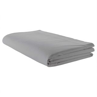 Drap Plat Piqué Uni En Percale De Coton - 280x325 Cm - Gris Clair