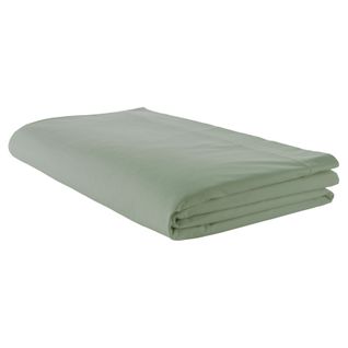 Drap Plat Piqué Uni En Percale De Coton - 180x290 Cm - Vert Olive