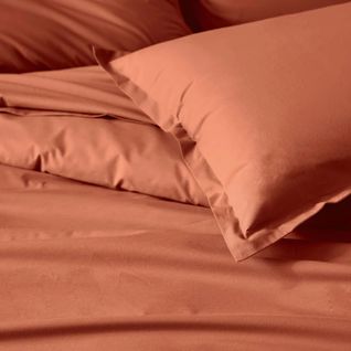Drap Housse 100% Coton Bio Bonnet 30 Cm - 160x200 Cm - Terracotta