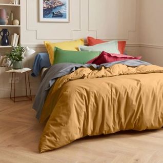 Housse De Couette Unie En 100 % Coton - 140x200 Cm - Marron Clair