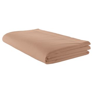 Drap Plat Piqué Uni En Percale De Coton - 240x310 Cm - Pêche