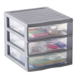 Tour De Rangement Orgamix A6 3 Tiroirs 21x18x17 Cm Gris