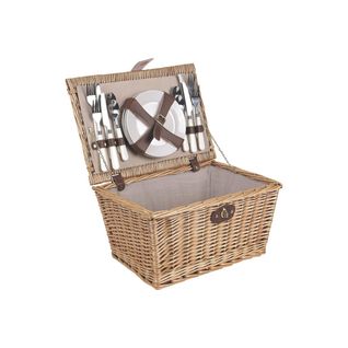 Panier De Pique-nique 4 Couverts En Osier Teinté