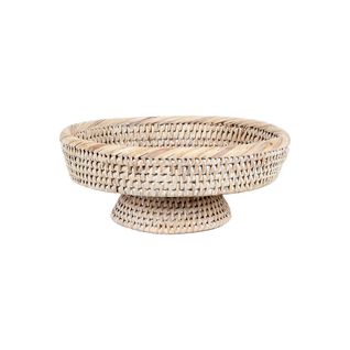 Corbeille Sur Pied En Rotin Blanc