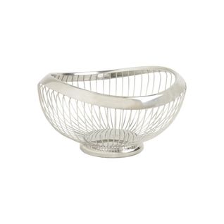 Corbeille à Fruits Ronde En Métal Vague Argentée