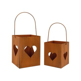 Photophore De Jardin En Métal Rouillé (lot De 2)
