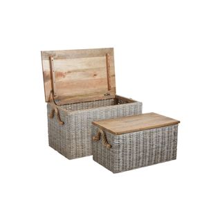 Coffre En Poelet Blanchi (lot De 2)