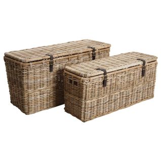 Coffres Bouts De Lit En Poelet Gris (lot De 2)