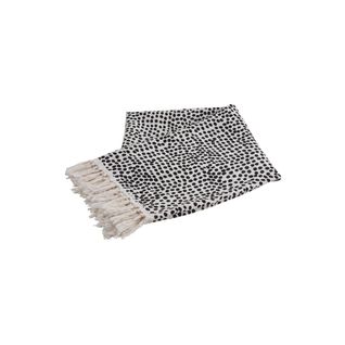 Plaid En Coton Blanc à Pois Noirs