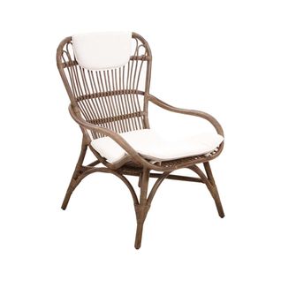 Fauteuil En Rotin Gris Vintage