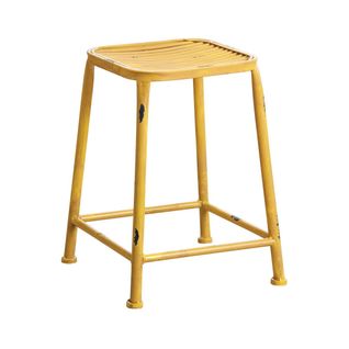 Tabouret Carré En Métal Jaune