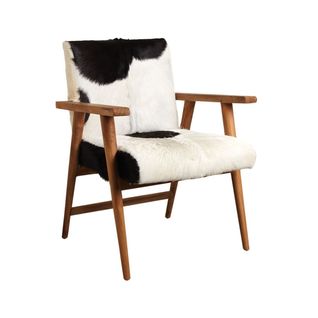 Fauteuil Teck Avec Peau De Chèvre Noire