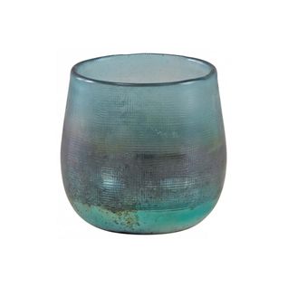 Photophore En Verre Teinté Turquoise