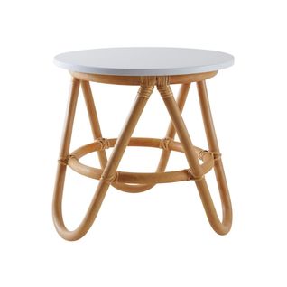 Petite Table D'appoint En Rotin Et Mdf Laqué