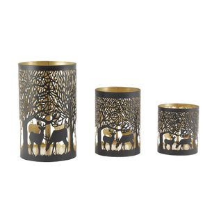 Photophores En Métal Cerfs (lot De 3)