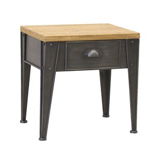 Table De Nuit En Métal Et Sapin