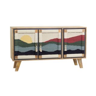 Buffet Artisanal En Manguier Et Coton Tissé Sunset 3 Portes