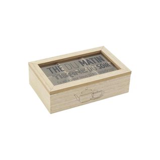 Boite à Thé En Bois Et Verre 6 Compartiments Boîte à Thé 6 Comp.