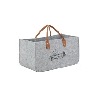 Sac à Bûches En Feutrine 50 X 25 Cm Gris Montagne