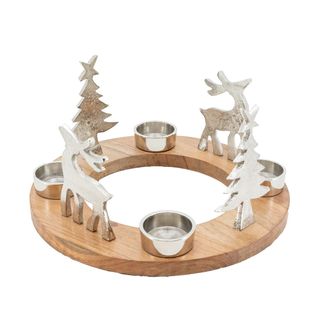 Support 4 Bougies En Bois Et Aluminium