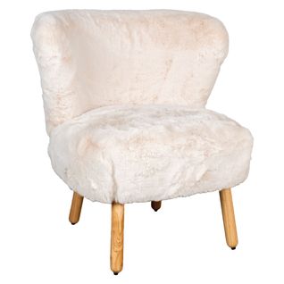 Fauteuil Effet Fourrure Blanche Petit