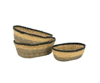 Série De 3 Corbeilles Ovales En Jonc Naturel
