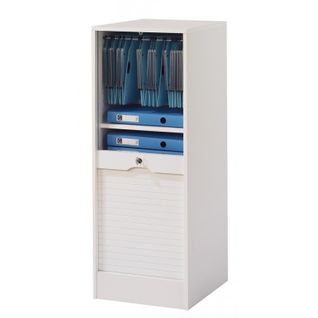 Classeur à Rideau Blanc Ou Hêtre 6 Etagères L 41.4 H 108.4 P 44 Cm - Coloris: Blanc