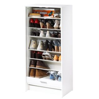 Meuble à Chaussures Blanc 7 Tablettes 21 Paires - Coloris: Blanc