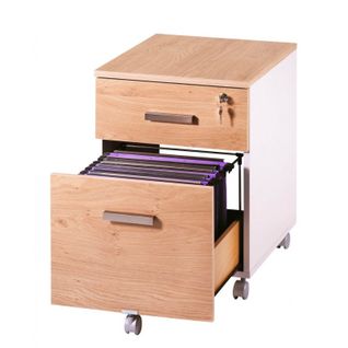 Caisson De Bureau 2 Tiroirs Blanc Chêne