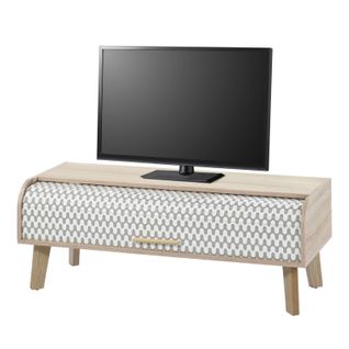 Meuble TV Vintage Chêne 1 Rideau - Coloris Rideau: Vagues Grises 810